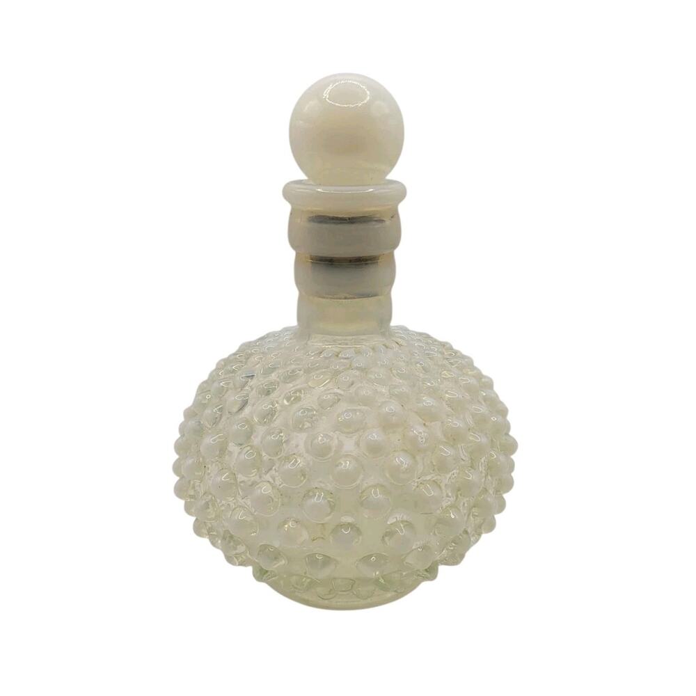 Vintage Hobnail Opalescent White Perfume Bottle With Stopper